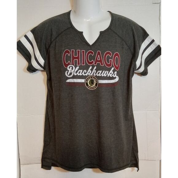 Chicago Blackhawks NHL Women's Split Neck Shirt Large - Picture 1 of 4